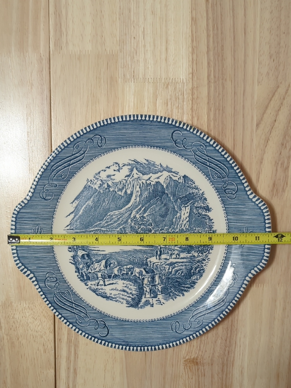 Vintage Currier & Ives Royal China "The Rocky Mountains" Chop Plate Platter - Picture 4 of 4